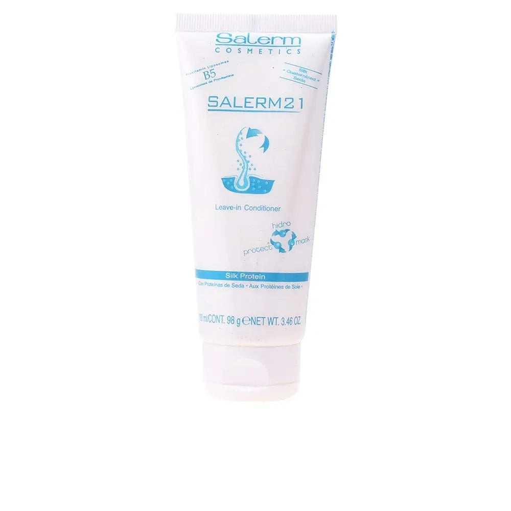 Salerm Cosmetics 21 Silk Protein Leave-in Conditioner in 100ml bottle, featuring sleek packaging with brand logo from Jag Couture London.