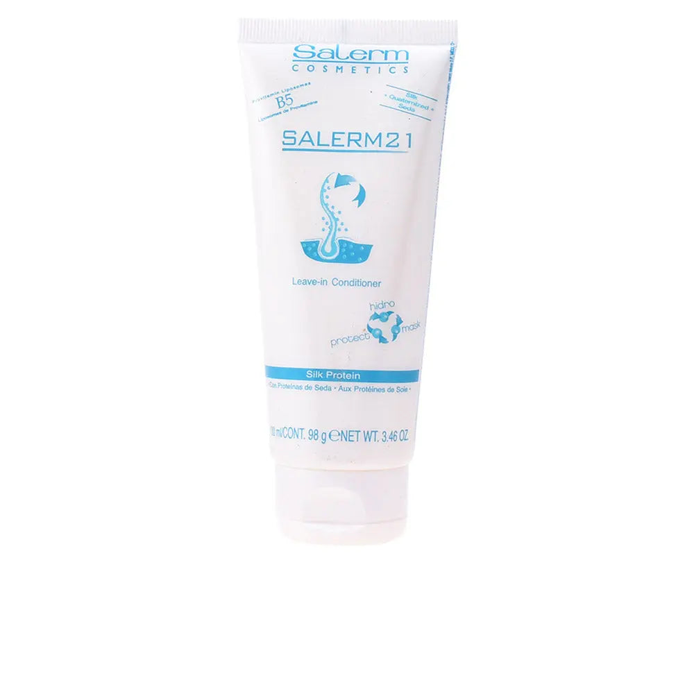 Salerm Cosmetics 21 Silk Protein Leave-in Conditioner in 100ml bottle, designed for smooth, shiny hair by Jag Couture London New York