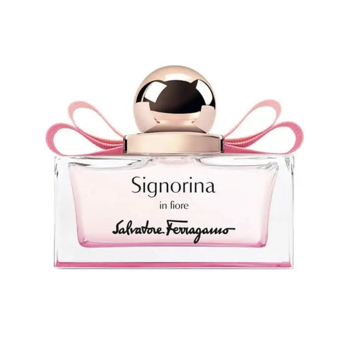Salvatore Ferragamo Signorina In Fiore Eau De Toilette spray 100ml, elegant floral perfume bottle.
