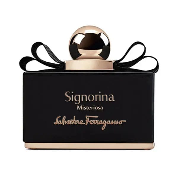 Salvatore Ferragamo Signorina Misteriosa perfume spray 30ml bottle, elegant design, featuring a sleek glass container with a silver cap.