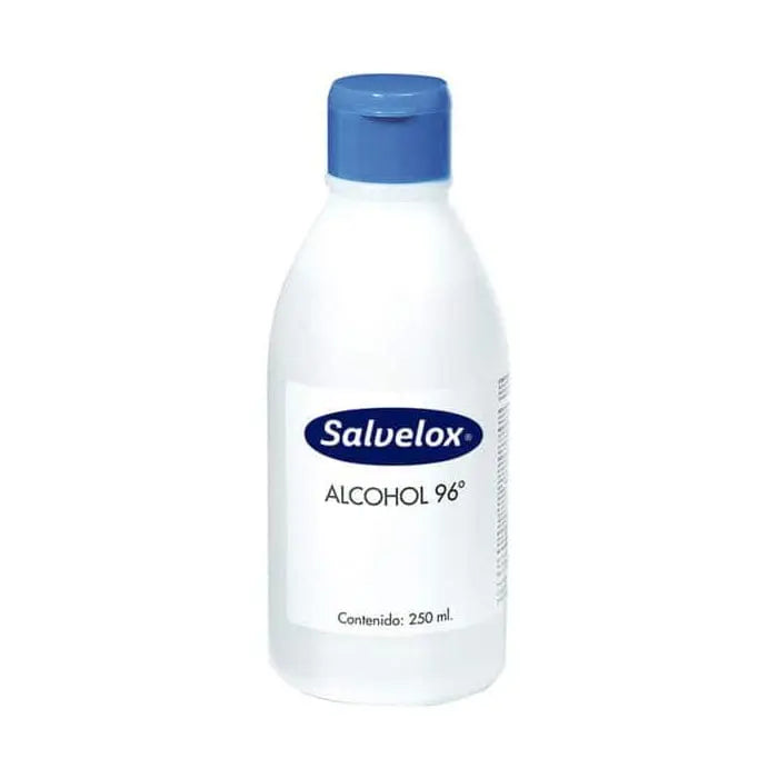 Bottle of Salvelox 96º alcohol in a 250ml container by Jag Couture London New York, with clear label and cap.