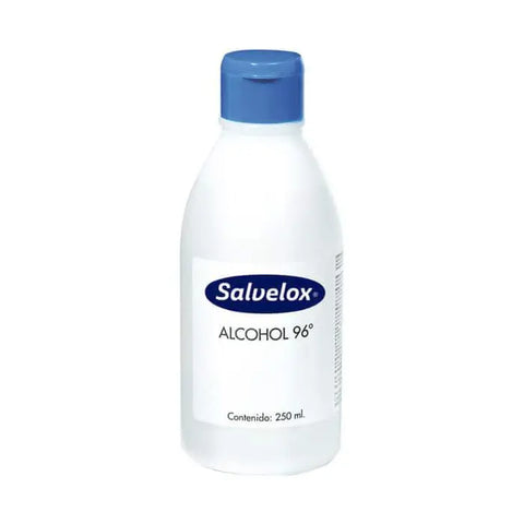Bottle of Salvelox Alcohol 96º, 250ml by Jag Couture London New York, showing clear liquid in a labeled glass bottle