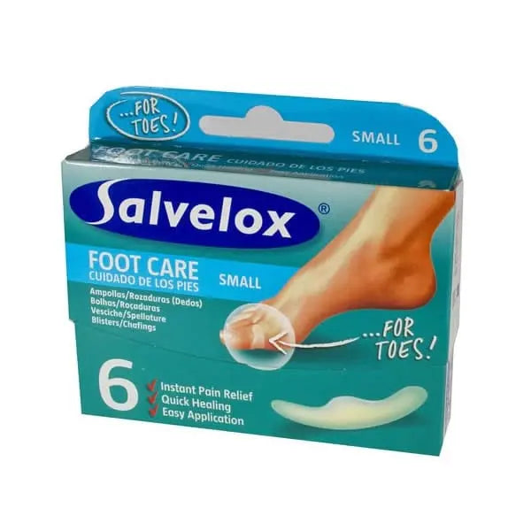 Salvelox foot care small blisters pads, 6 units, 21x64 mm, designed for foot blister protection by Jag Couture London New York