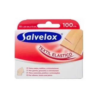 Jag Couture London-New York Salvelox Textil Elastic Plasters, 12x10cm, shown on skin with flexible, breathable fabric for wound protection.