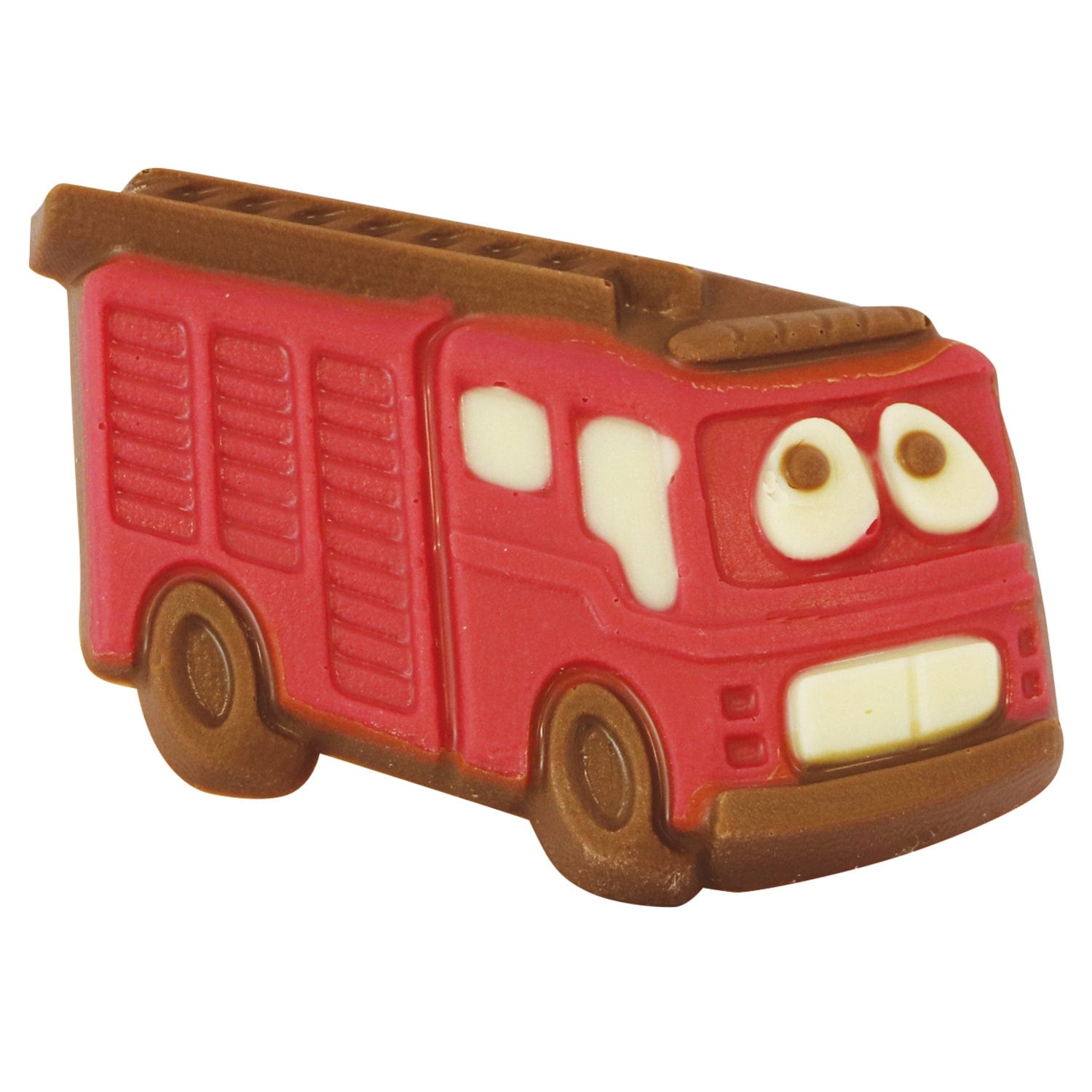 Decorated solid milk chocolate fire engine shaped candies from Sam the Fire Engine collection, approx 36 pieces by Jag Couture London New York.