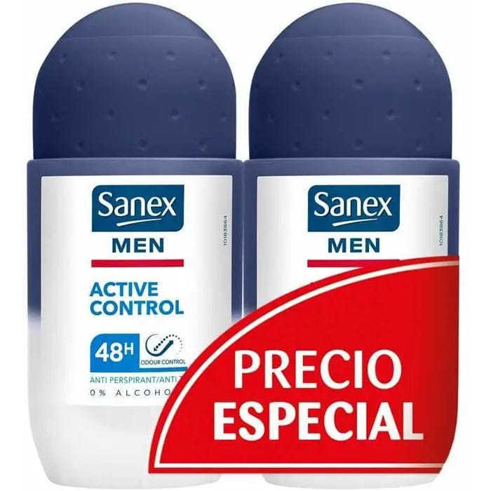 Sanex Men Active Control 48h deodorant roll-on duo by Jag Couture London, 2 x 50ml bottles, for long-lasting freshness