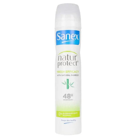 Sanex Natur Protect 0% Fresh Bamboo deodorant spray in 200ml bottle, featuring natural bamboo scent from Jag Couture London New York