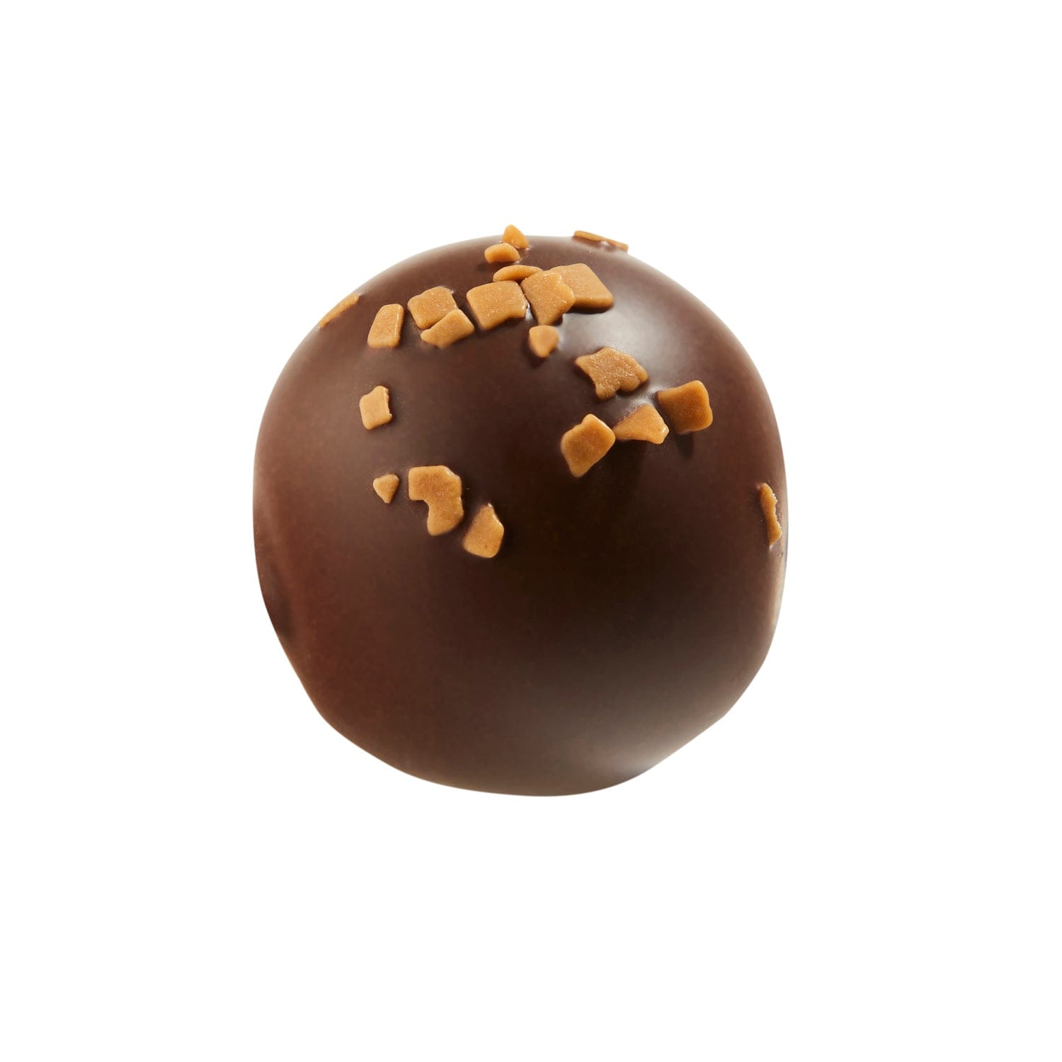 Sanna dark chocolate with salted caramel ganache by Jag Couture London, 13.7g, showing the glossy chocolate with caramel filling.