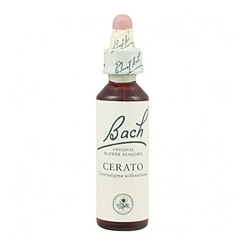 Santiveri Bach Cerato 10ml herbal remedy in a small glass bottle with dropper cap, used for emotional balance and stress relief.
