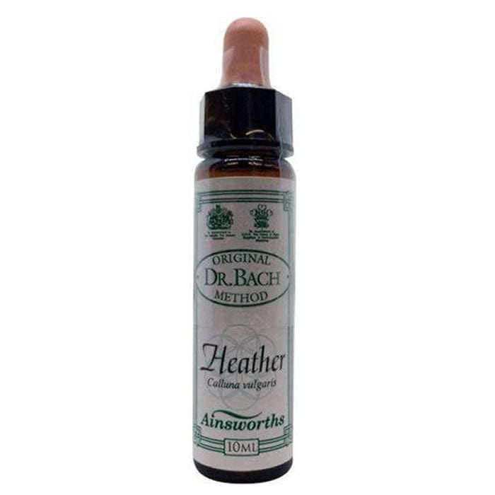 Santiveri Bach Heather 10ml homeopathic remedy bottle with label and dropper cap, displayed on a plain background.