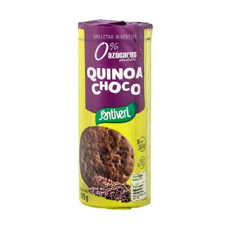 Santiveri Digestive Quinoa Chocolate Biscuits by Jag Couture London - New York, featuring crispy biscuits with quinoa and chocolate coating.