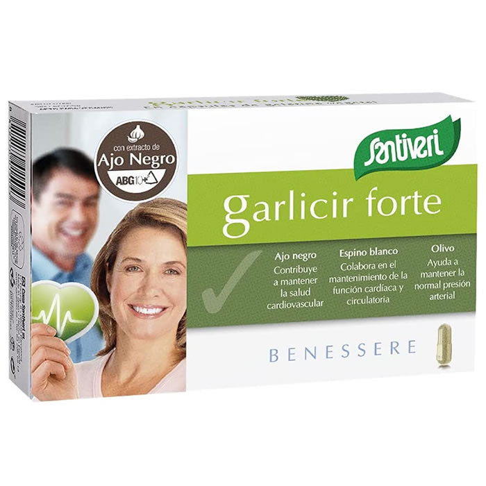 Santiveri Garlicir 60 capsules in a bottle, dietary supplement with garlic extract, by Jag Couture London - New York.