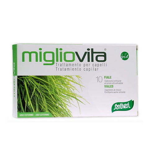 Santiveri Miglovita 10 ampoules by Jag Couture London - New York, showing clear glass ampoules with herbal supplement liquid inside.