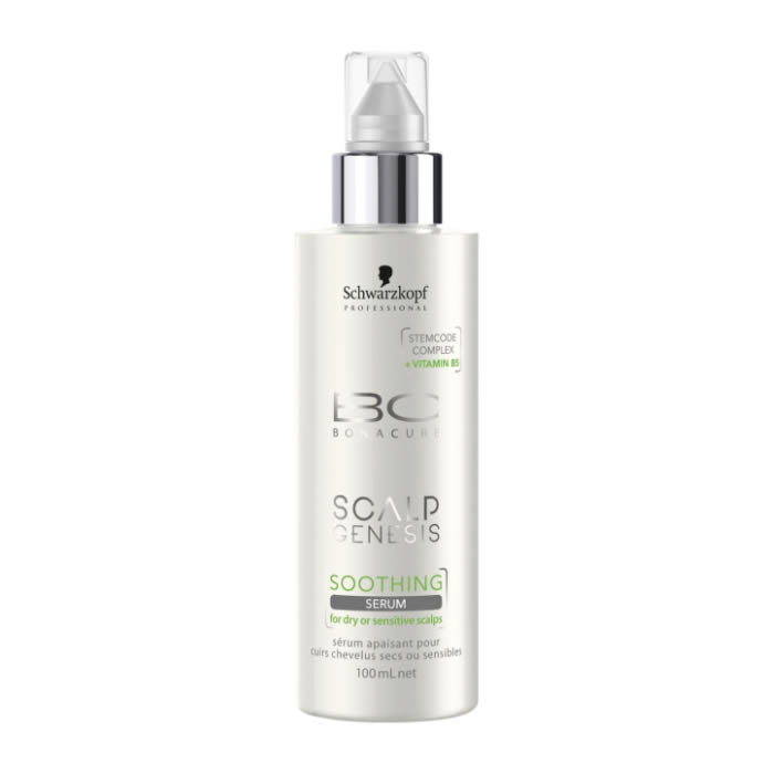 Schwarzkopf BC Scalp Genesis Soothing Serum 100ml bottle with applicator tip for scalp care and soothing treatment.