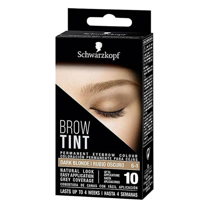 Jag Couture London New York Schwarzkopf Brow Tint in Dark Blonde 4-1, featuring a close-up of the tinted brow product.