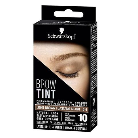 Schwarzkopf Brow Tint Light Brown 5-1 by Jag Couture London - New York, showing the tint applicator and light brown brow color