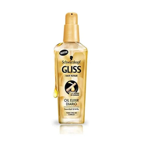 Schwarzkopf Gliss Hair Repair Oil Elixir 75ml in a sleek bottle, designed to nourish and repair damaged hair.