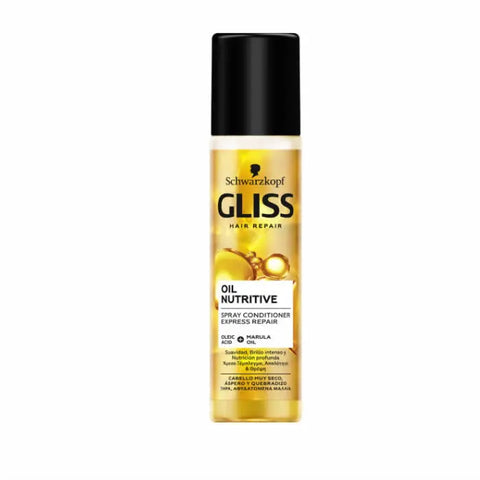 Schwarzkopf Gliss Oil Nutritive Spray Conditioner for express repair, 200ml, with nourishing formula and sleek bottle design