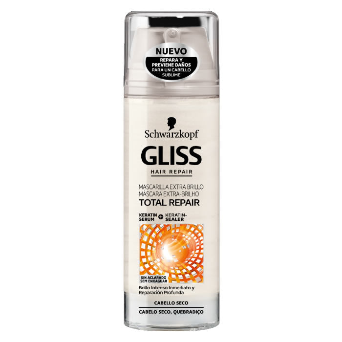 Schwarzkopf Gliss Total Repair Extra Shine Mask 150ml in a jar, designed for hair repair and added shine.