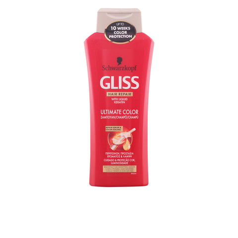 Schwarzkopf Gliss Ultimate Color Shampoo 400ml bottle with purple and white packaging, designed for vibrant hair color care.
