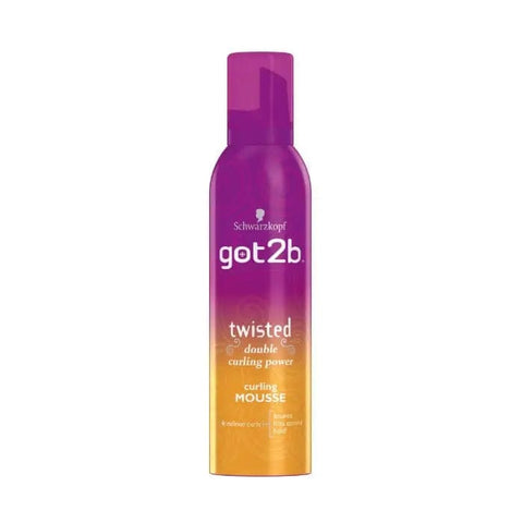 Schwarzkopf Got2b Twisted Double Curling Power Mousse 250ml bottle on a white background, showcasing the product packaging.