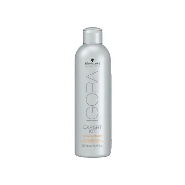 Schwarzkopf Igora Expert Kit Color Remover 250ml with application tools, used for removing hair color from hair strands.