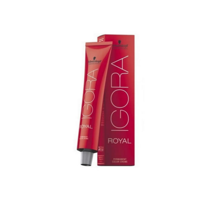 Schwarzkopf Igora Royal 0-77 hair dye bottle, 60ml, displayed with packaging and branding from Jag Couture London - New York.