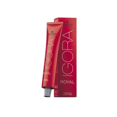 Schwarzkopf Igora Royal 6-12 hair color in 60ml bottle, displayed with branding from Jag Couture London - New York.