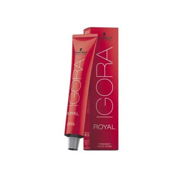 Schwarzkopf Igora Royal 9-0 hair color in a 60ml bottle, displayed with branding from Jag Couture London - New York.