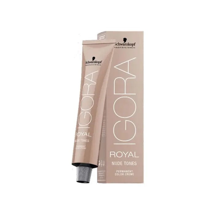Schwarzkopf Igora Royal Nude Tones 8-46 hair dye bottle by Jag Couture London featuring 60ml of colorant, showcasing the product.
