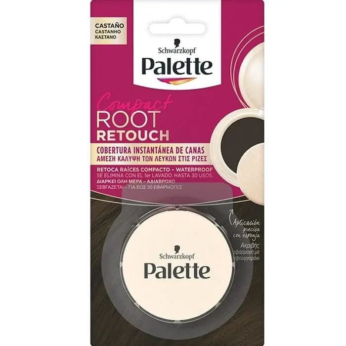 Schwarzkopf Palette Compact Root Retouch in Brown by Jag Couture London, compact hair color kit with applicator for root touch-ups.