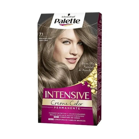 Schwarzkopf Palette Intensive Creme Color Tint 7.1 Medium Ash Blonde hair dye tube with color swatch and brand logo