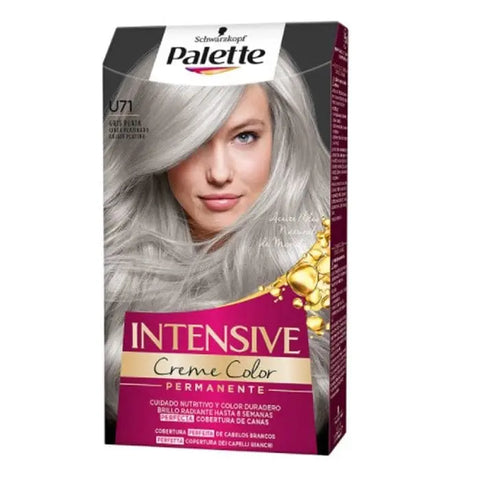 Schwarzkopf Palette Intensive Creme Color Tint U71 Grey Silver hair dye in a tube, with packaging from Jag Couture London New York.