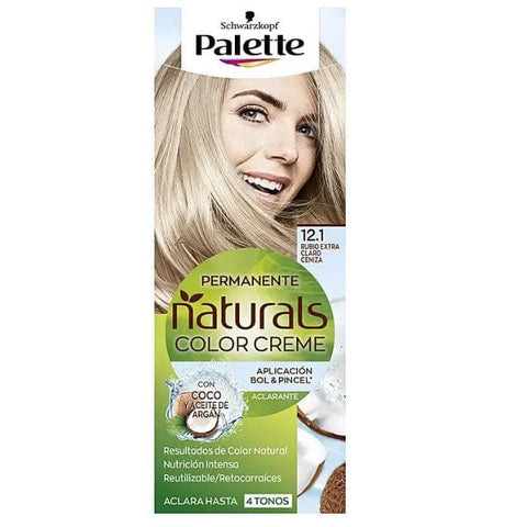 Schwarzkopf Palette Naturals Color Creme 12.1 Extra Light Ash Blonde hair dye tube with shade label and packaging.