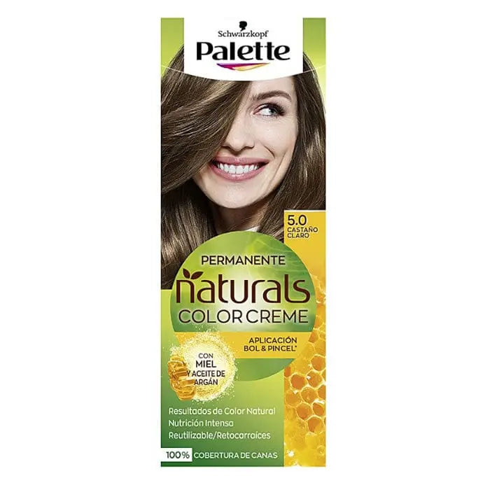 Schwarzkopf Palette Naturals Light Brown Color Creme box, showcasing the packaging with shades of light brown hair color.