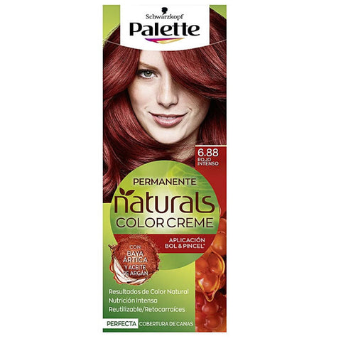 Schwarzkopf Palette Naturals Color Creme 6.88 Intense Red hair dye tube with red packaging, displayed on a white background.