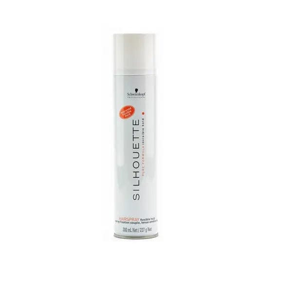 Schwarzkopf Professional Silhouette Flexible Hold Hairspray 300ml, shown in a spray bottle with a clear label and black cap.