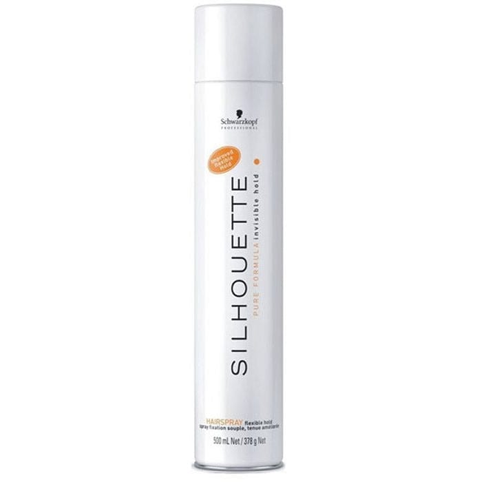 Schwarzkopf Professional Silhouette Flexible Hold Hairspray 500ml bottle with clear spray nozzle and black and white label.