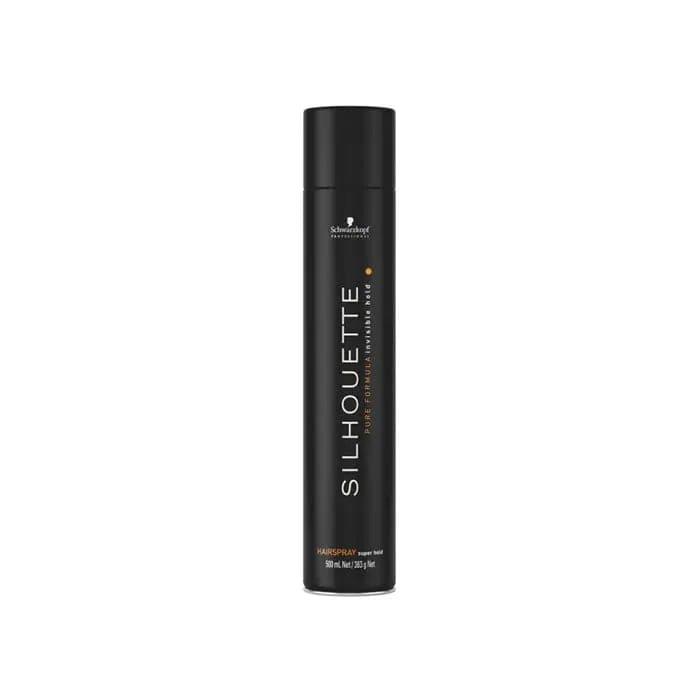 Schwarzkopf Professional Silhouette Super Hold Hairspray 500ml in a spray bottle, designed for strong, long-lasting hold.
