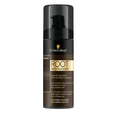 Schwarzkopf Root Retoucher dark brown spray in 120ml bottle, designed for quick touch-ups and root coverage.