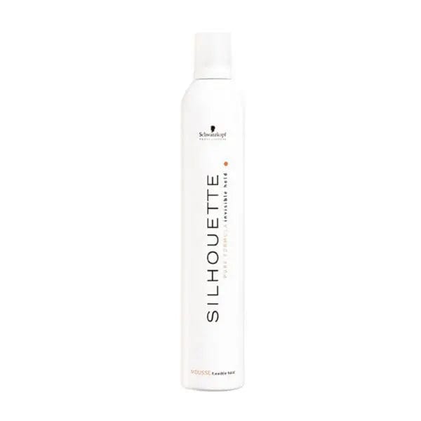 Schwarzkopf Silhouette Flexible Hold Mousse in 200ml container, displayed with branding from Jag Couture London New York.