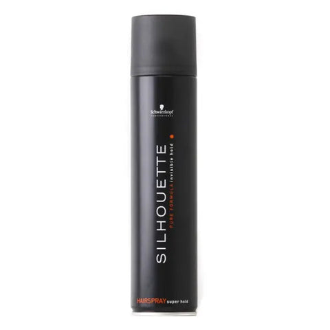 Schwarzkopf Silhouette Super Hold Hairspray 300ml in a spray bottle, designed for strong, long-lasting hairstyle hold.
