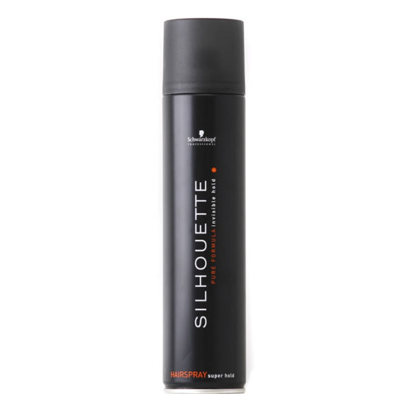 Schwarzkopf Silhouette Super Hold Hairspray 300ml in a spray bottle, designed for strong, long-lasting hairstyle hold.