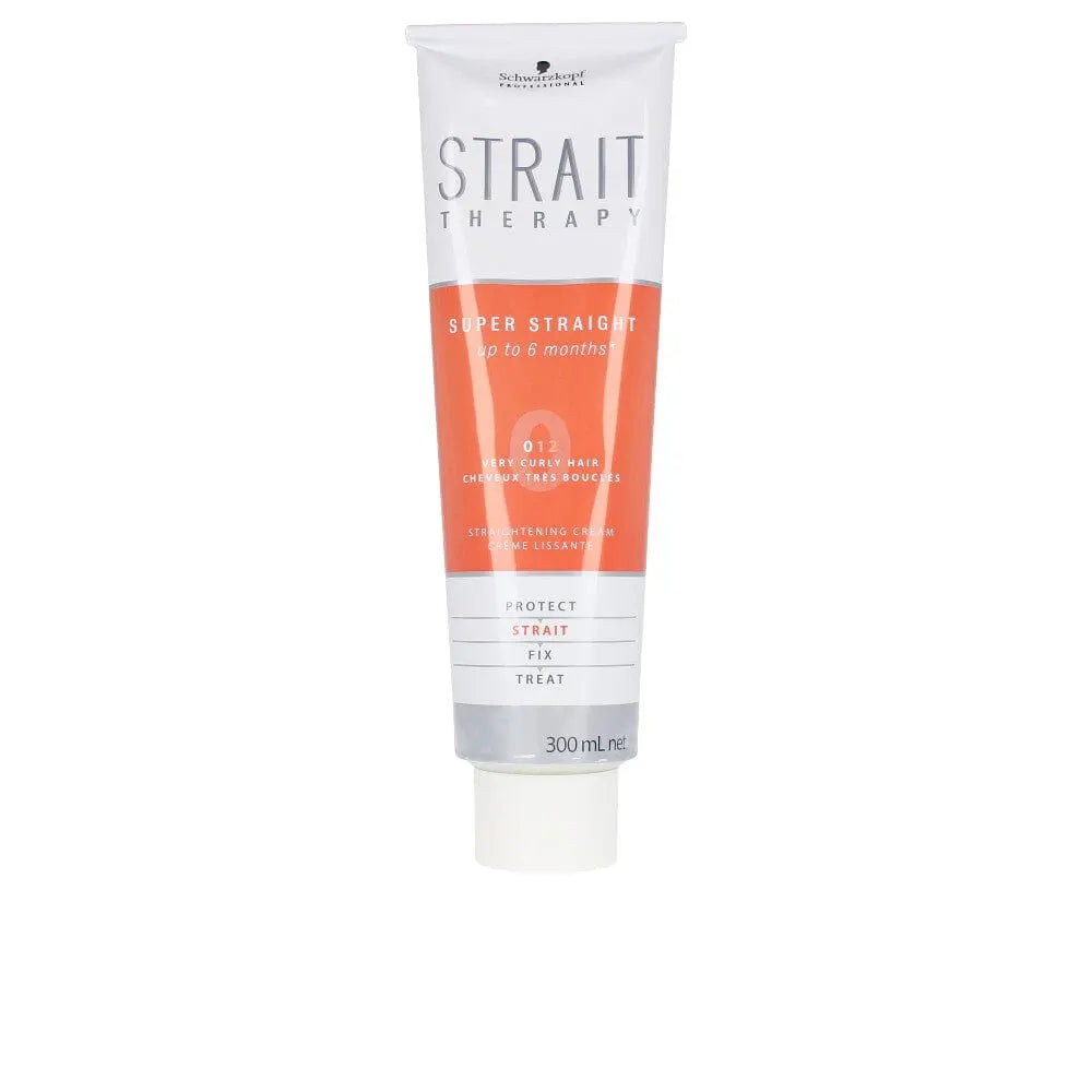 Schwarzkopf Strait Styling Therapy straightening cream in a 300ml jar, with sleek packaging from Jag Couture London New York.