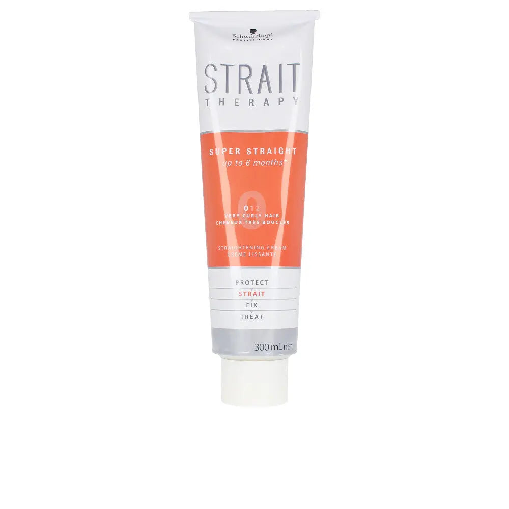 Schwarzkopf Strait Styling Therapy straightening cream in a 300ml jar, with Jag Couture London - New York branding visible.