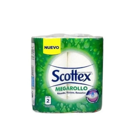 Two Scottex kitchen paper rolls from Jag Couture London New York, displayed on a clean kitchen surface.