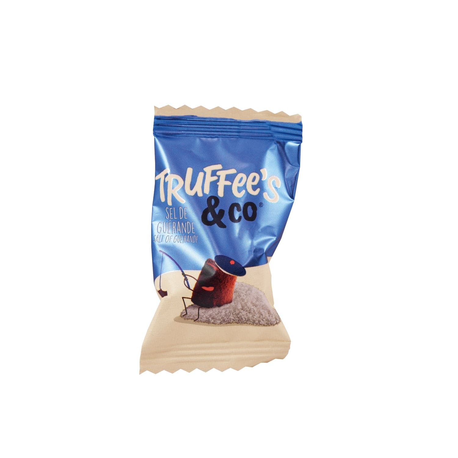 Sea salted cocoa dusted French truffles by Jag Couture London in blue flow wrap, approx 400 pieces.