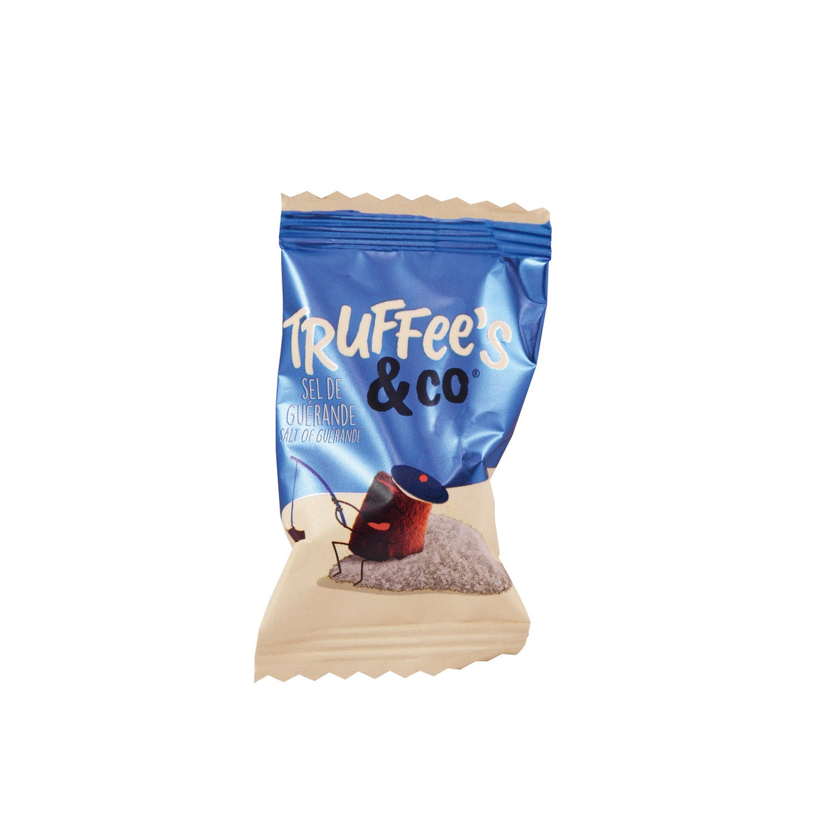 Sea salted cocoa-dusted French truffles from Jag Couture London-New York, wrapped in blue flow wrap, approx 400 pieces.