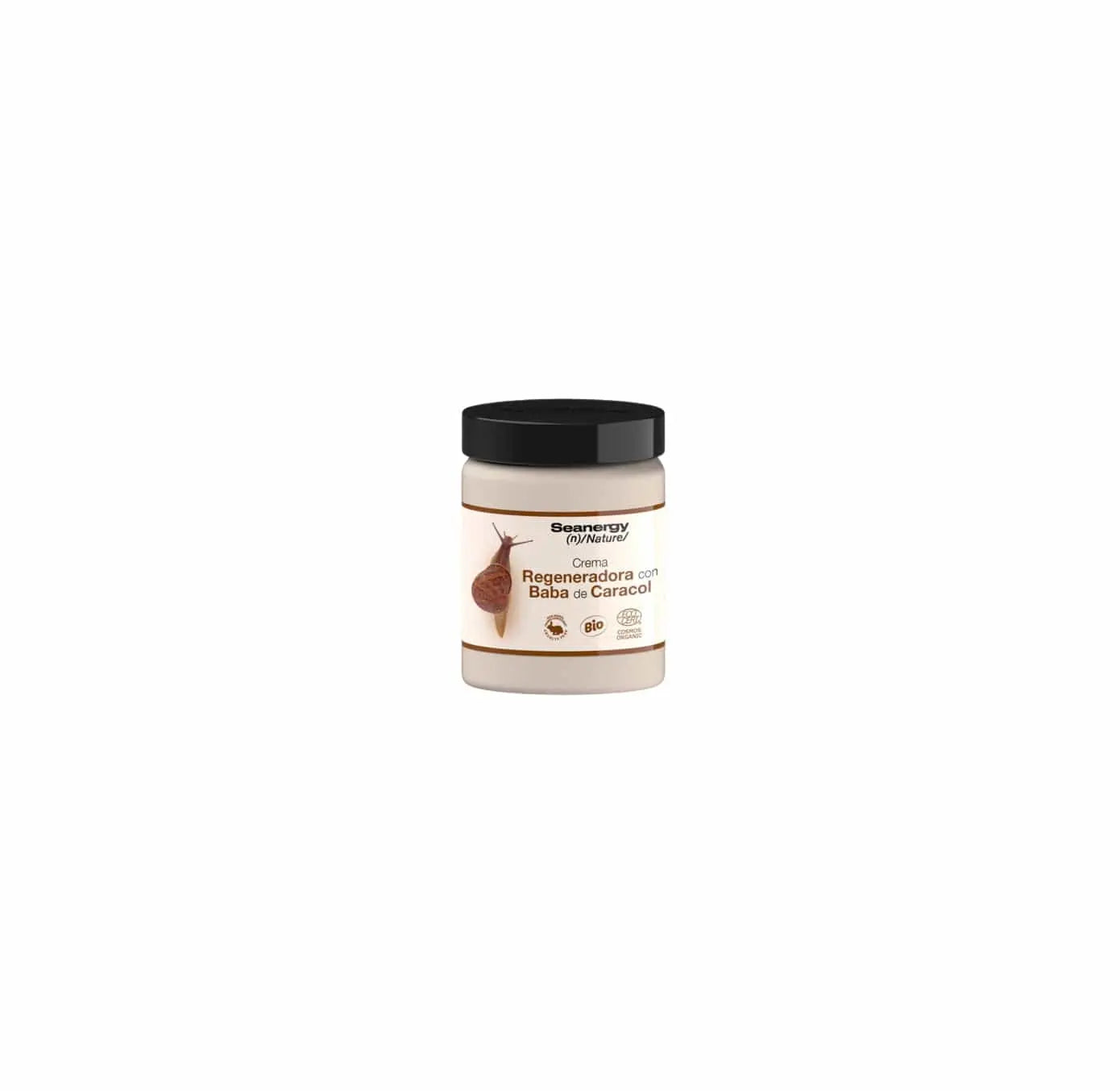 Seanergy Nature-Vegan Baba De Caracol moisturizing cream by Jag Couture London in 300ml jar, featuring snail extract for skin hydration.