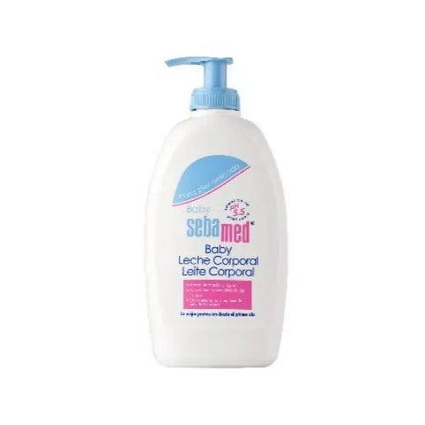 Sebamed Baby Body Milk in a 400ml bottle, featuring gentle skincare for infants, branded by Jag Couture London New York.